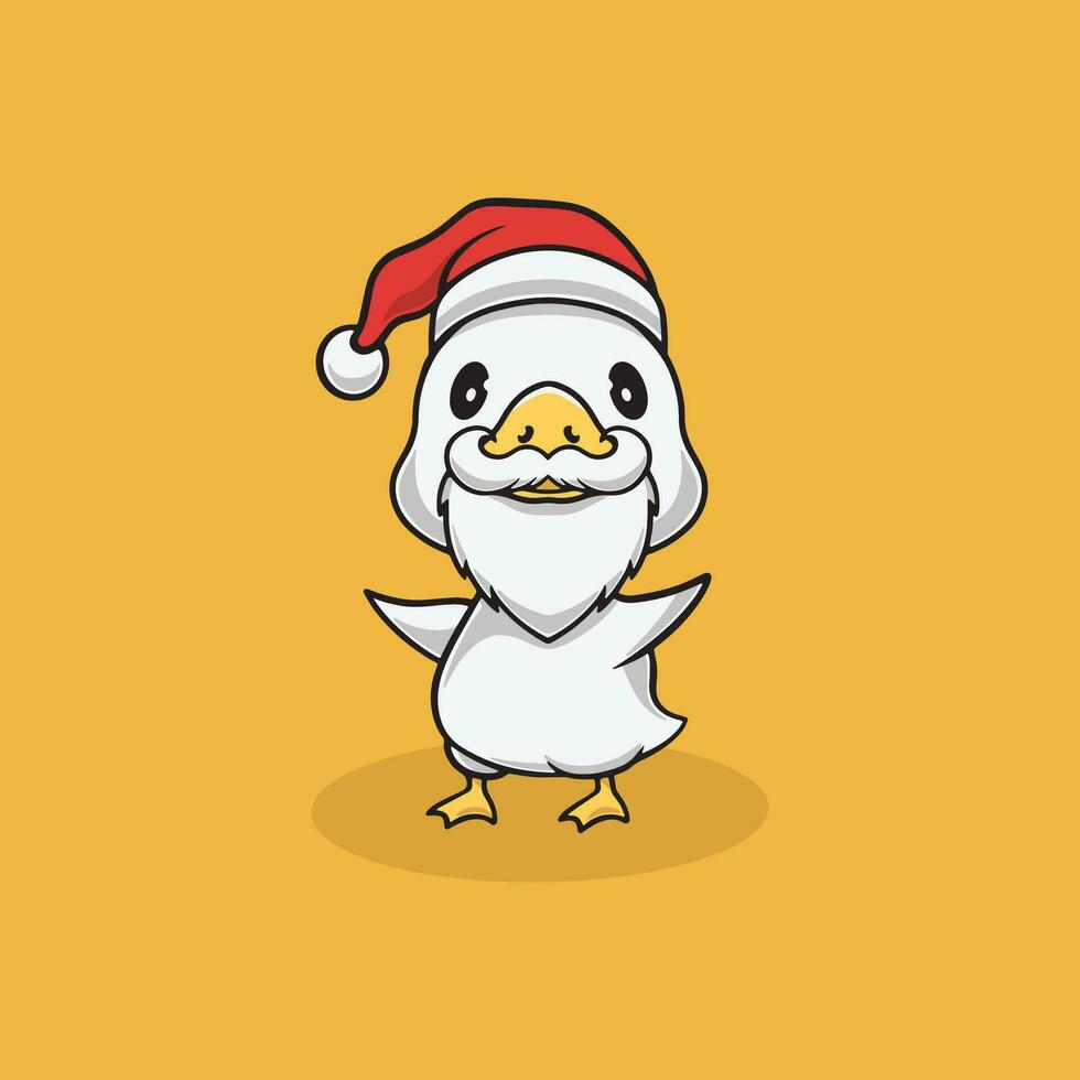 Cute duck on christmas illustration vector