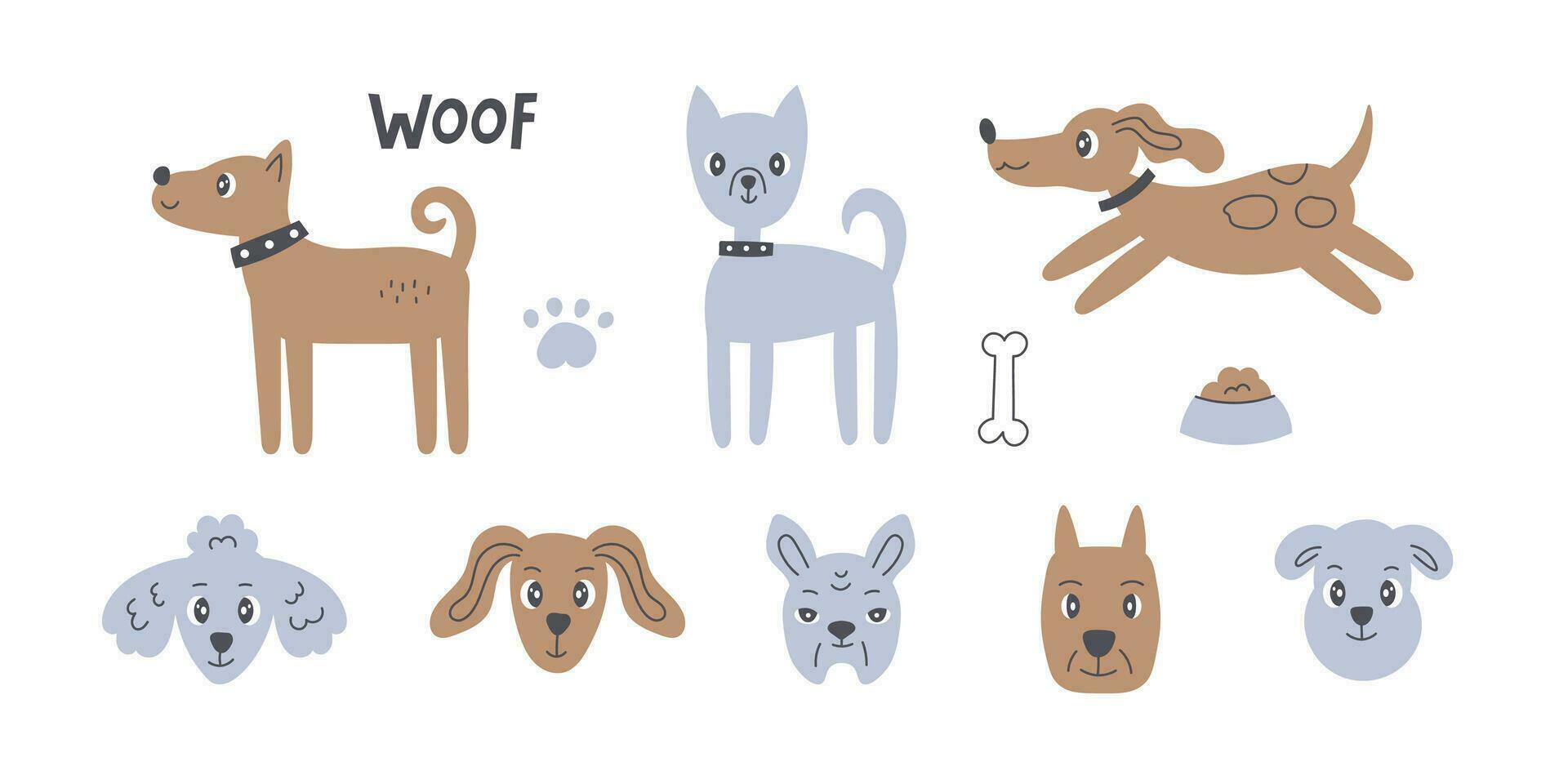 Dog hand drawn vector set