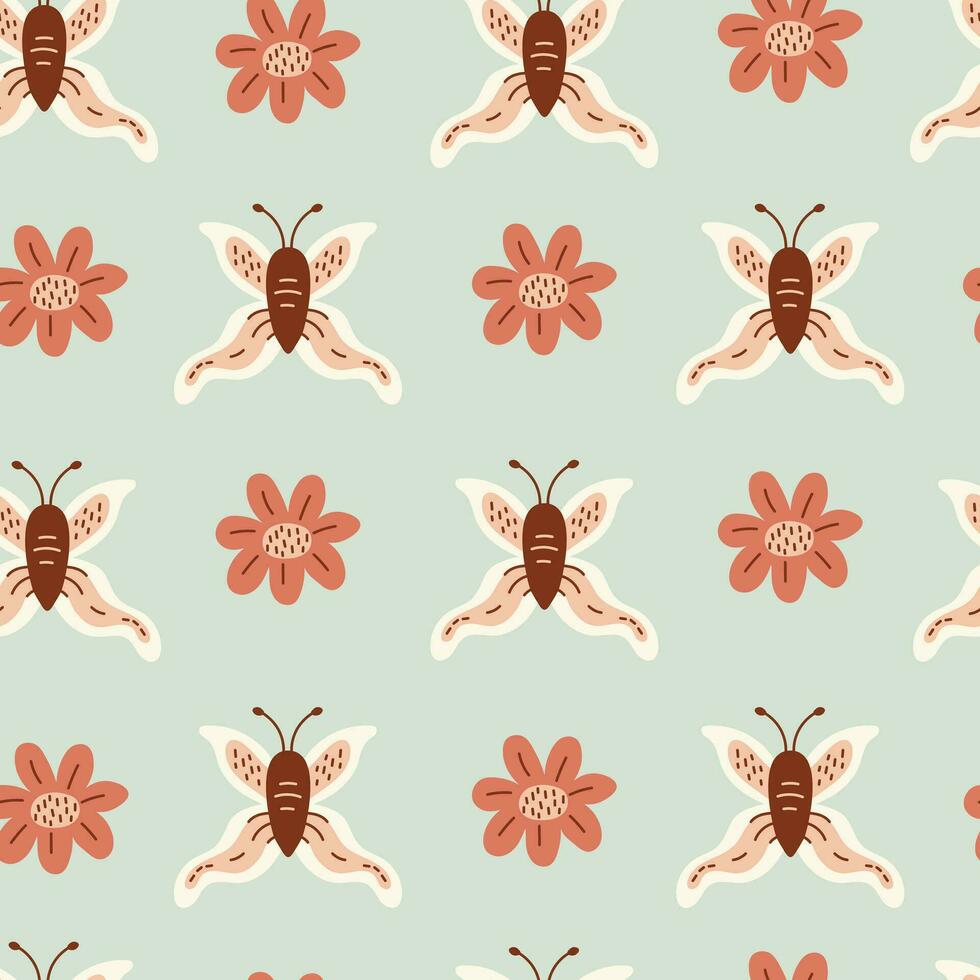Butterfly vintage seamless pattern vector