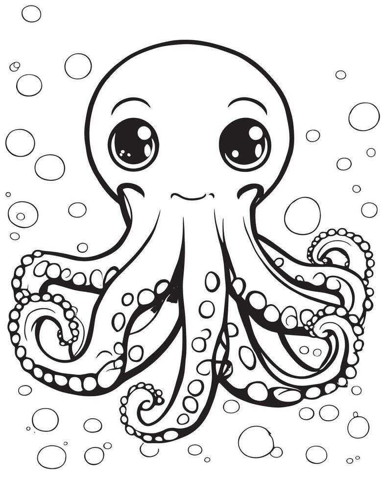 Cute octopus underwater vector