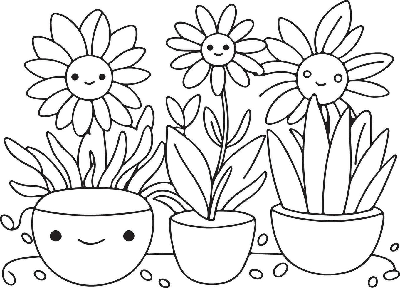 Cute animals and flowers vector