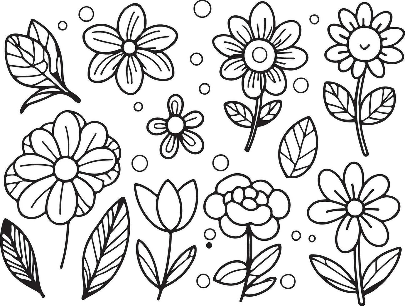 Botanical floral line art vector