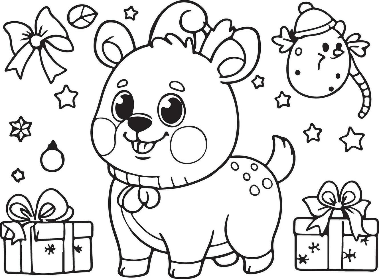 Cute animals and flowers vector