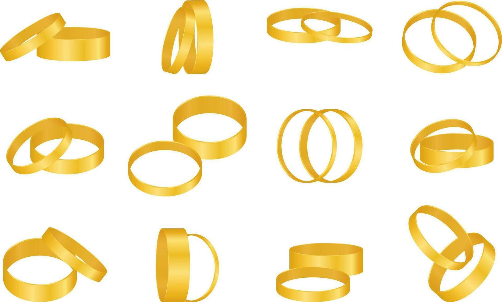 Set of wedding gold rings. Vector illustration
