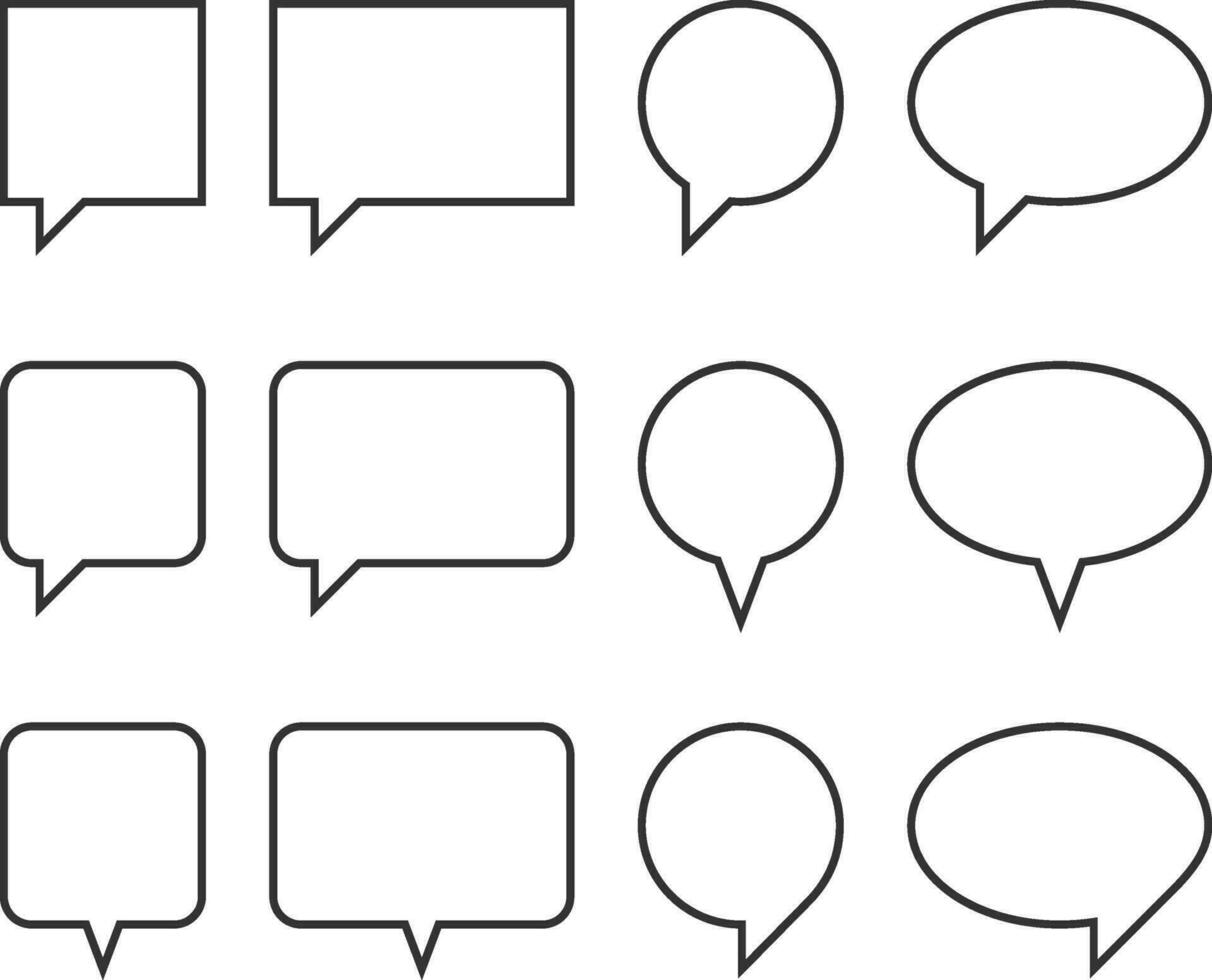 Set talk bubbles speech vector. Blank empty bubble icon design elements. Chat on line symbol template. Collection dialogue balloon stickers silhouette. vector