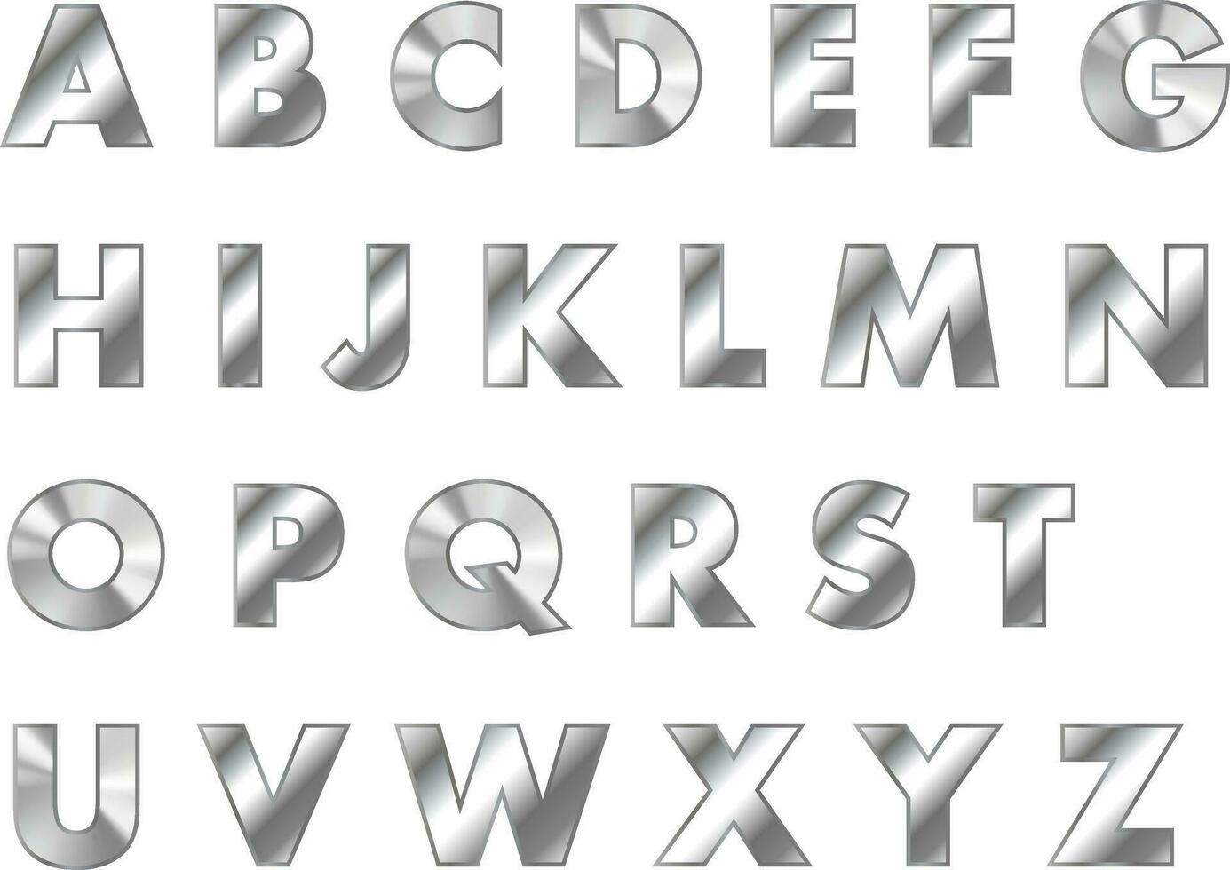 steel letters metal font vector