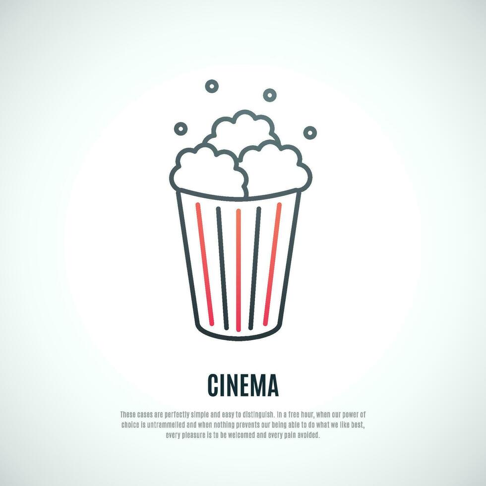 Popcorn line icon isolated on white background. vector