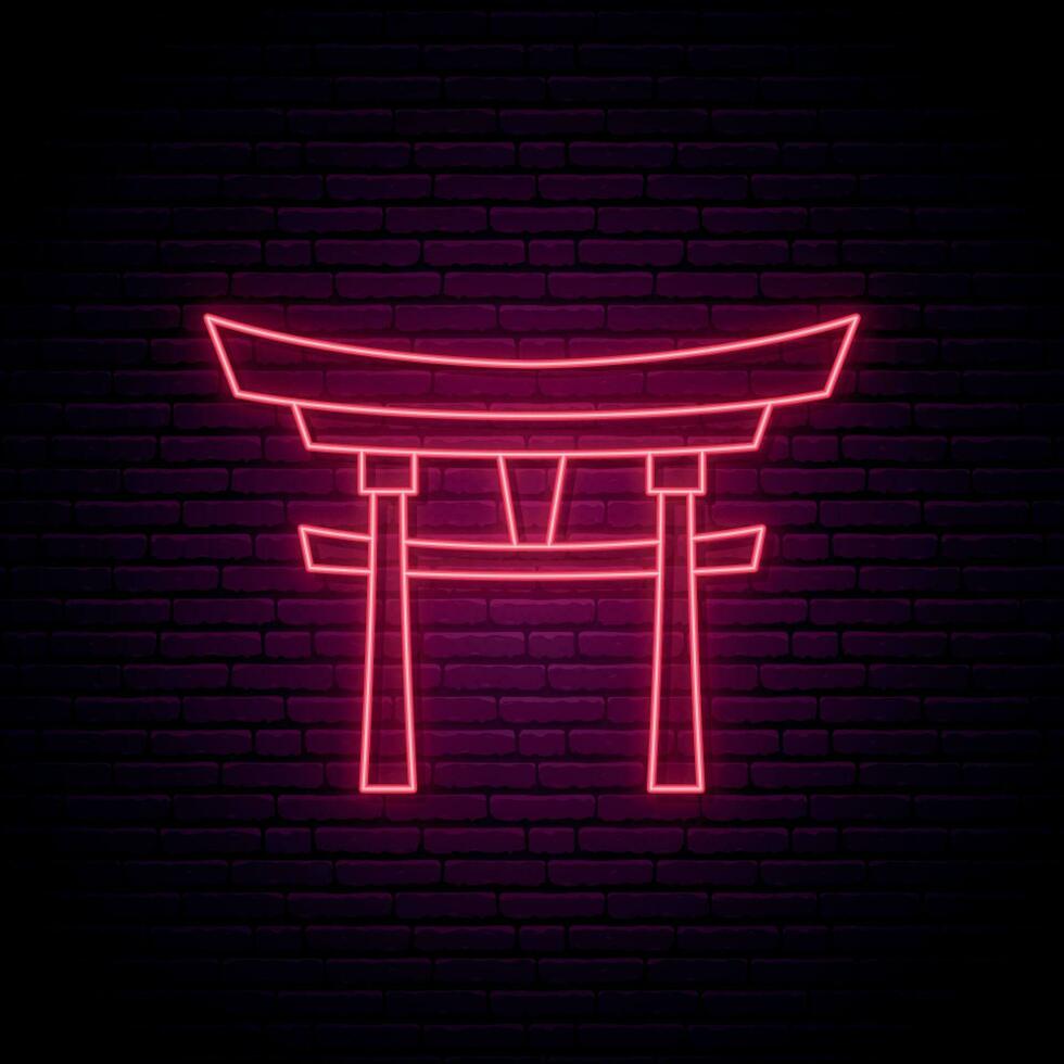 Japan gate neon sign. vector