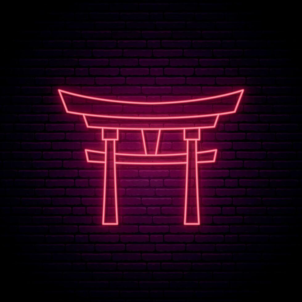 Japón portón neón signo. vector