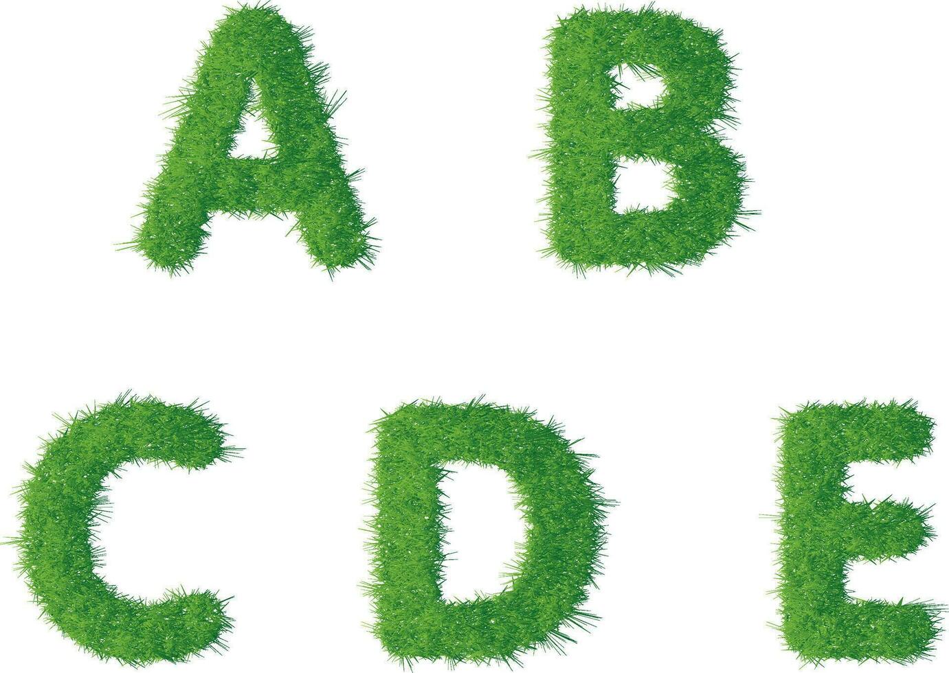 Capital letter A B C D E texture green grass vector