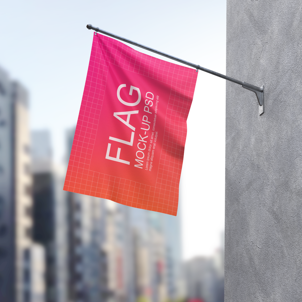 waving flag mockup psd