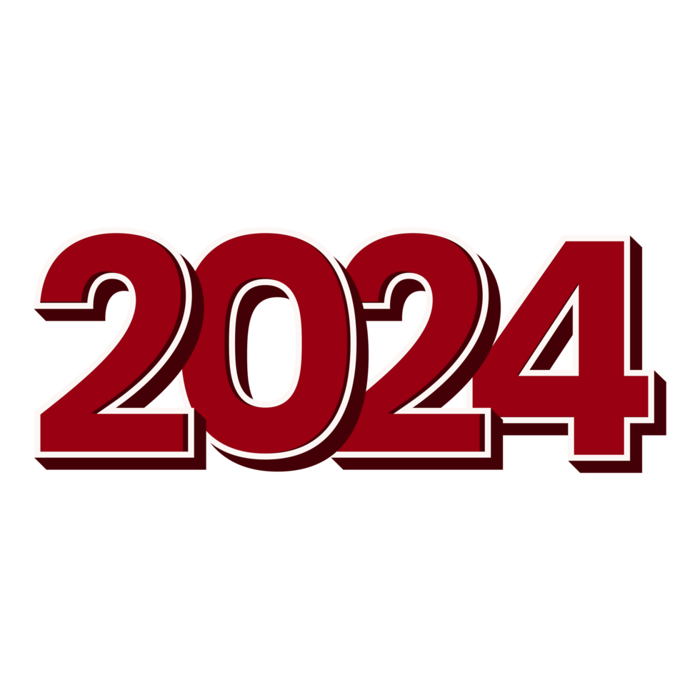 2024 testo numero rosso trasparente sfondo png