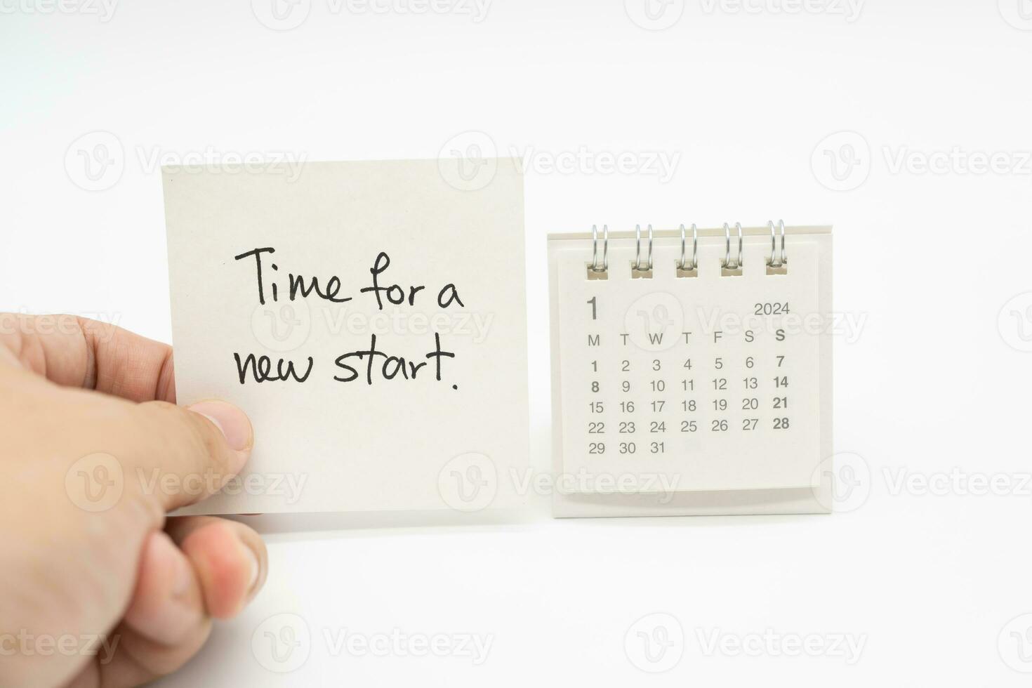 Time For A New Start text on paper with 2024 JAN calendar, Business Concept. New Year New Start. photo