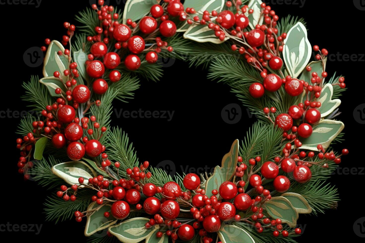 AI generated Rustic Christmas wreath ornaments a beacon of yuletide charm AI Generated photo