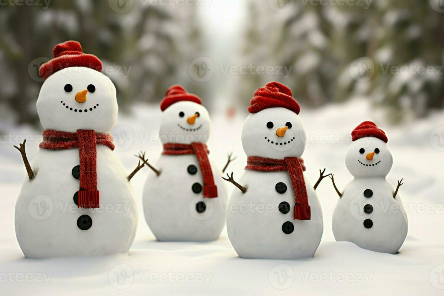 AI generated Charming snowman heralds Christmas celebration holiday cheer AI Generated photo