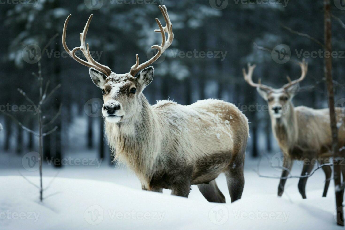 AI generated Reindeer in the spring embodying renewal and nature's seasonal beauty AI Generated photo