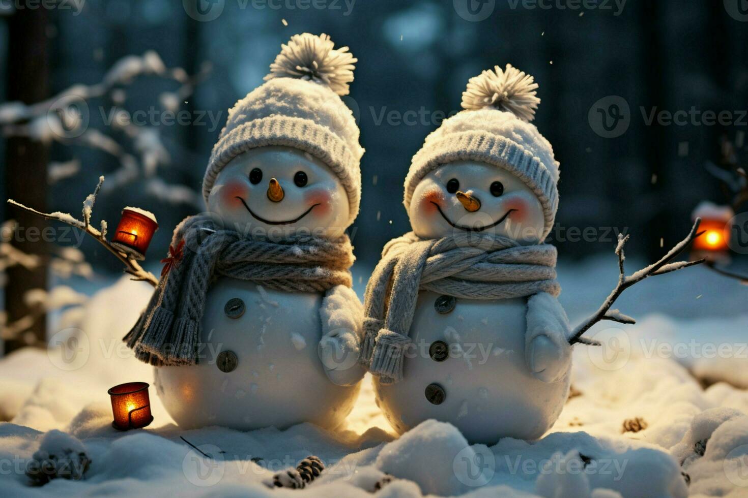 AI generated Charming snowman heralds Christmas celebration holiday cheer AI Generated photo