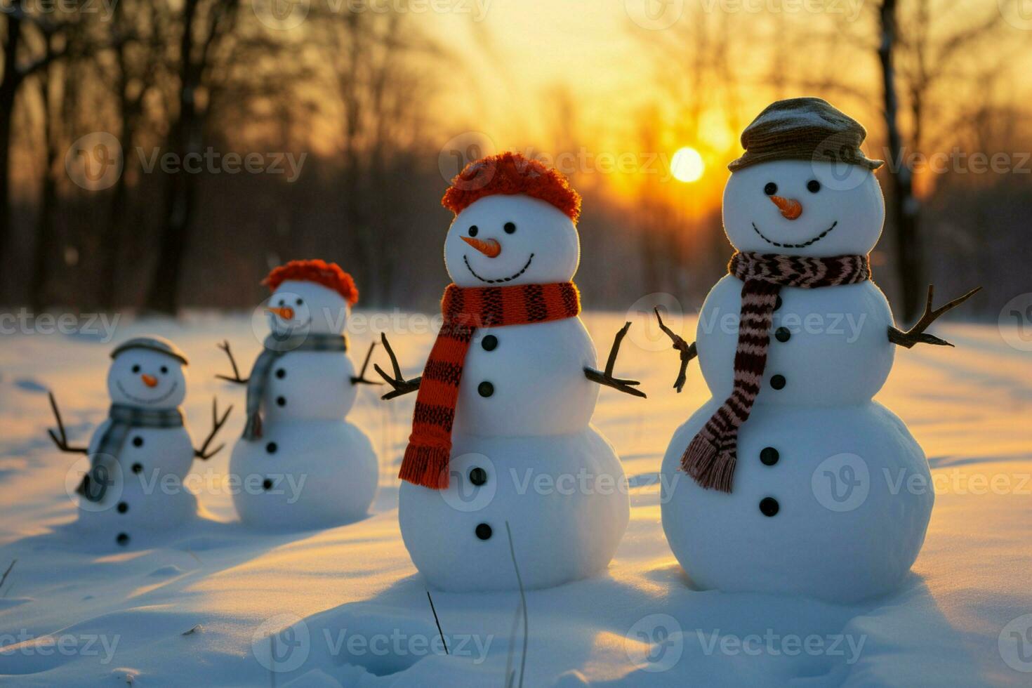 AI generated Charming snowman heralds Christmas celebration holiday cheer AI Generated photo