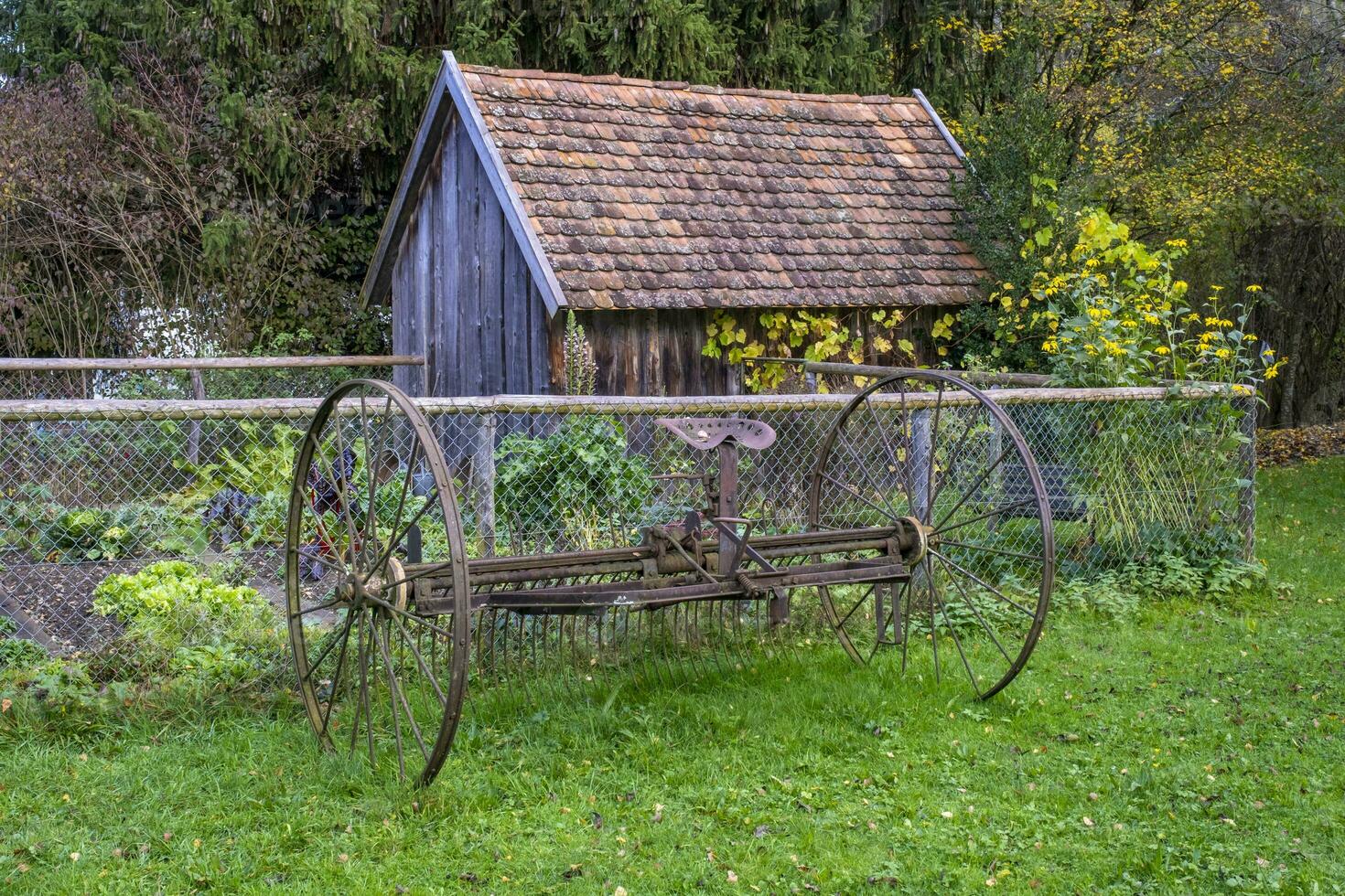 This photo shows equipment on farmers village in Germany