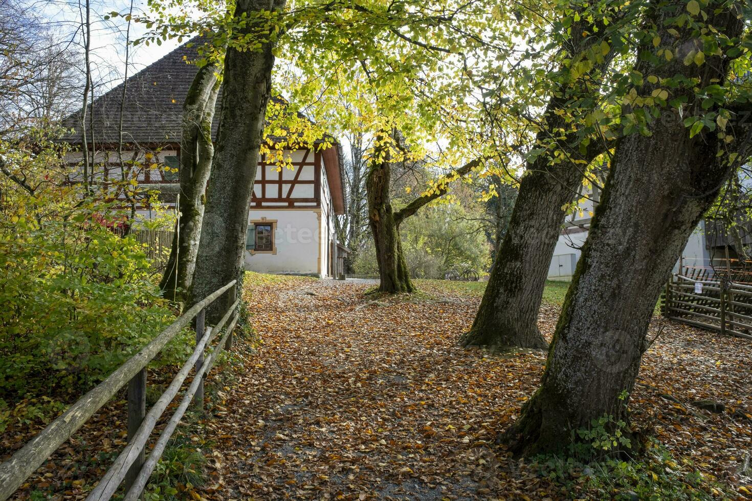 This photo shows wonderf half-timbered houses in a farmers village in Germany