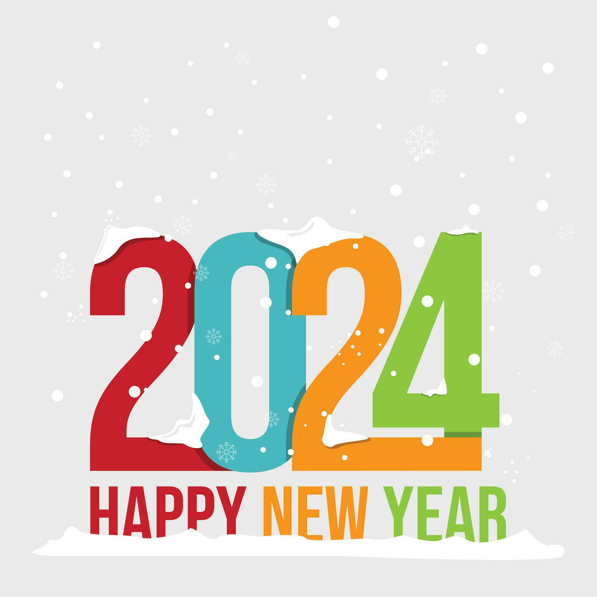 Winter snow 2024 Happy new year design 34932437 Vector Art at Vecteezy