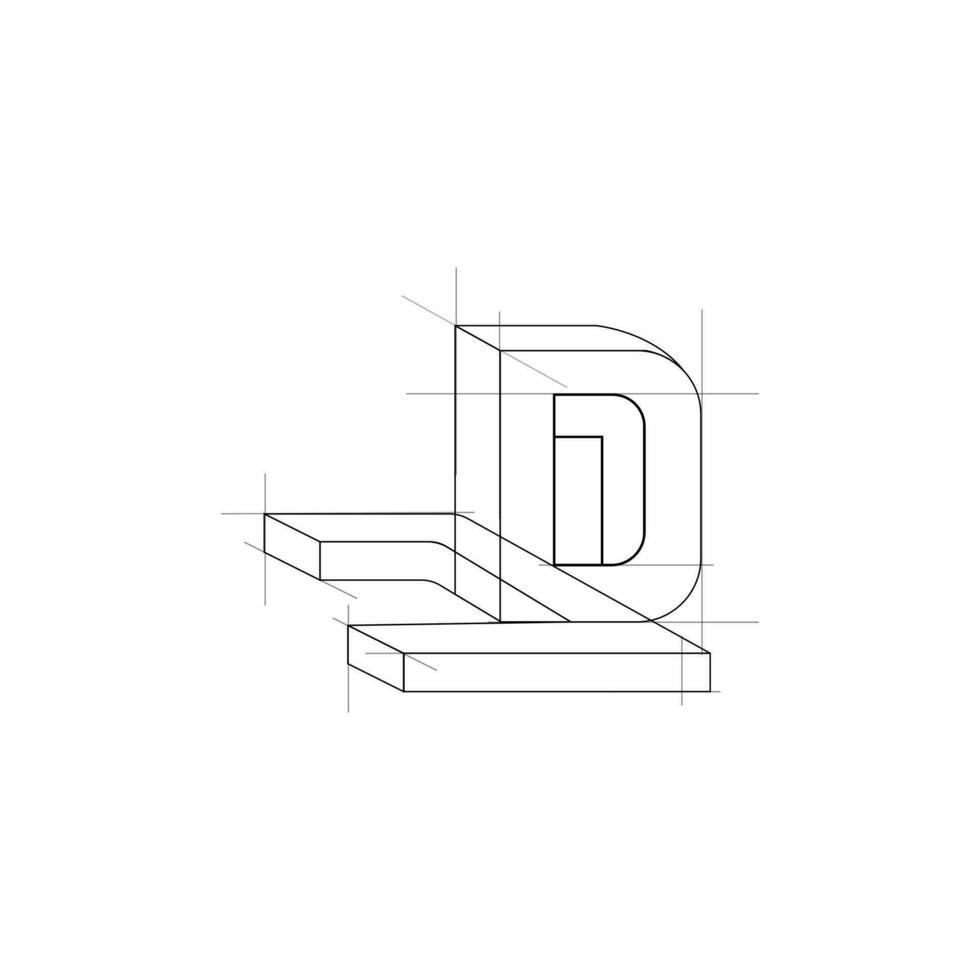 JD monogram logo with grid lines method vector