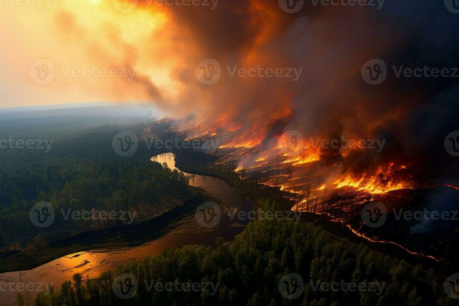 fuego fatuo bosque fuego engulle bosque fuego se extiende salvajemente ai generado foto