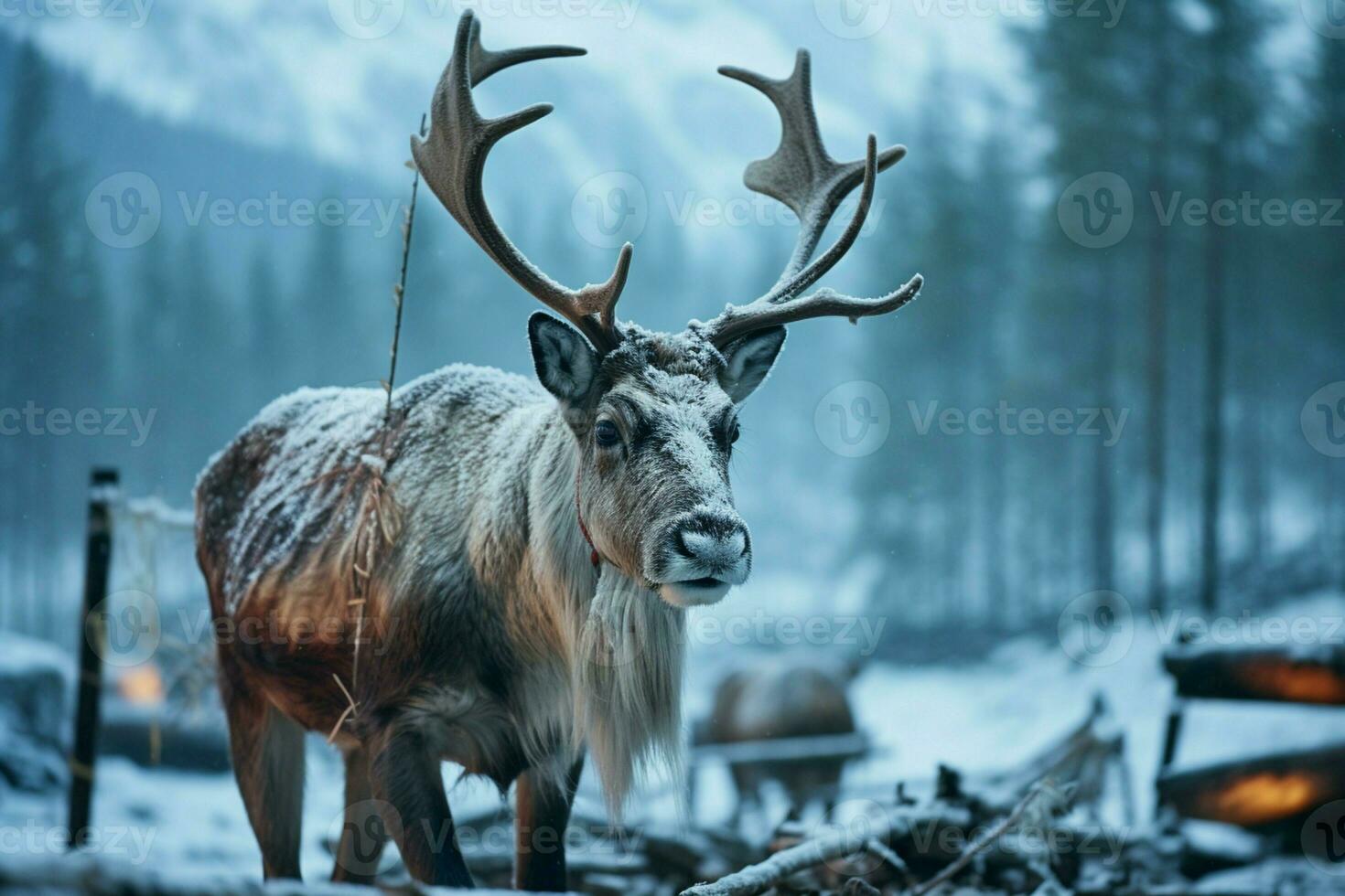 AI generated Reindeer in the spring embodying renewal and nature's seasonal beauty AI Generated photo