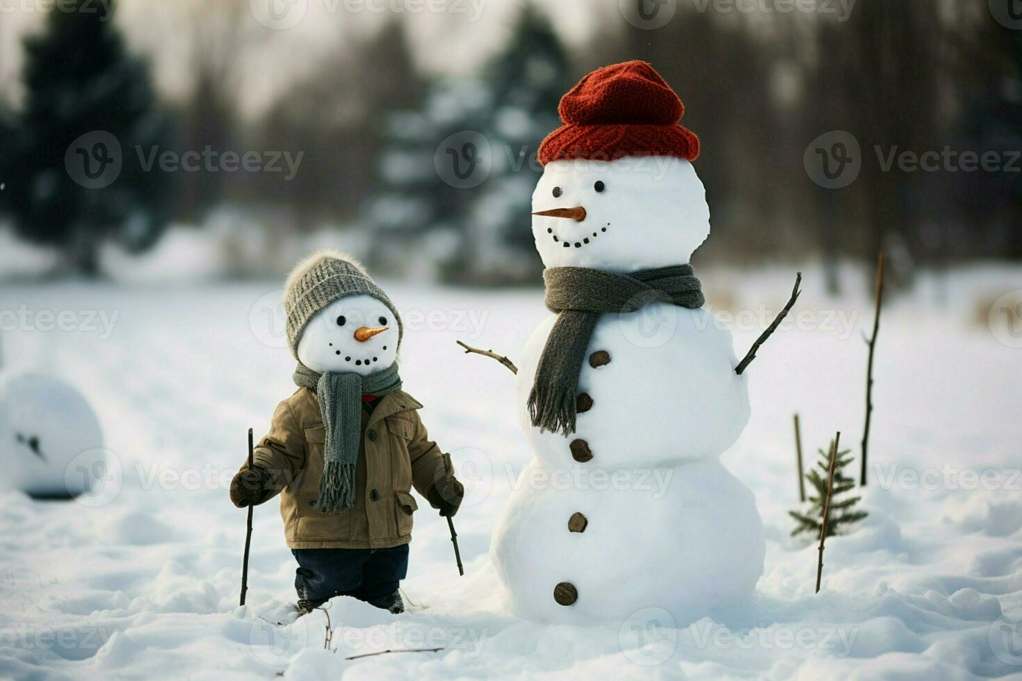 ai generado encantador monigote de nieve heraldos Navidad celebracion fiesta animar ai generado foto