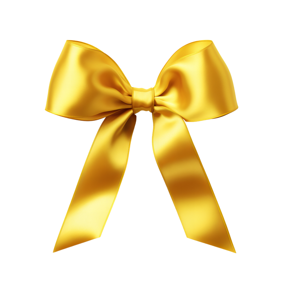 AI generated Yellow ribbon and bow with gold clip art png