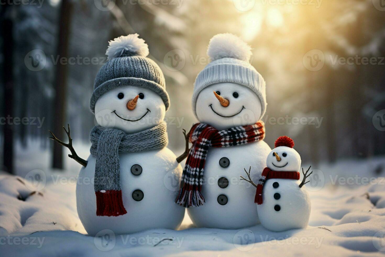 AI generated Charming snowman heralds Christmas celebration holiday cheer AI Generated photo