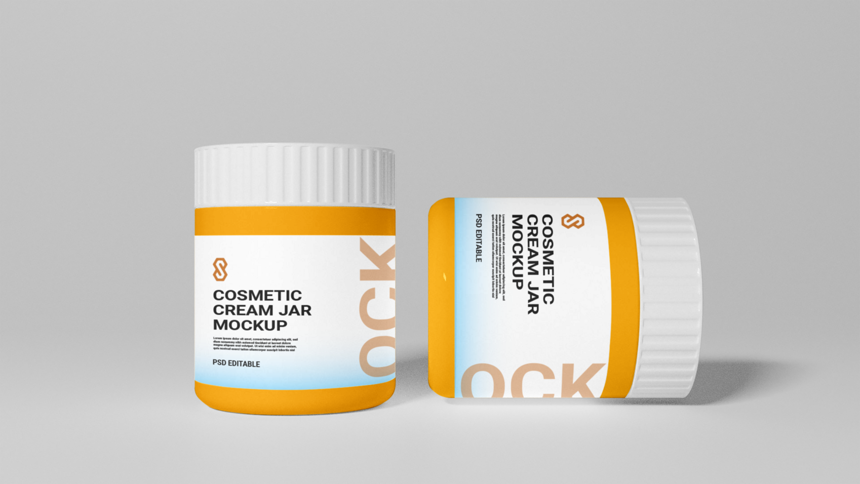 Cosmetic cream jar bottle mockup free psd