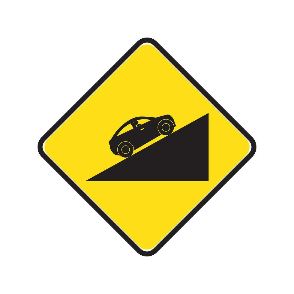 uphill road traffic sign icon vector