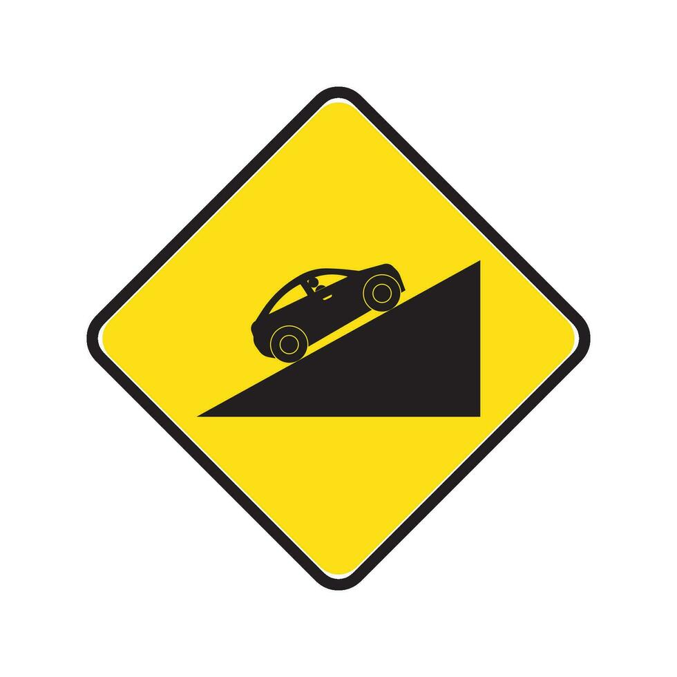 cuesta arriba la carretera tráfico firmar icono vector