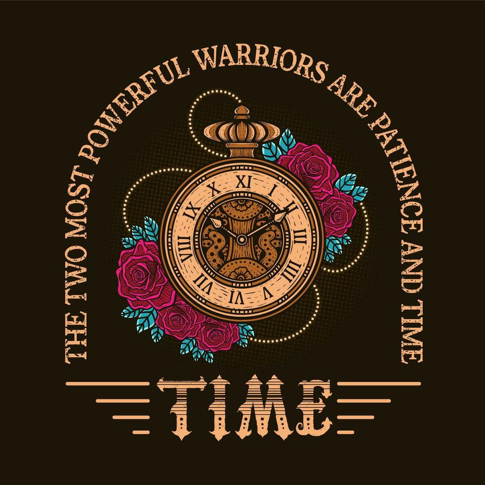 Illustration antique clock with deep meaning about patience and time vector