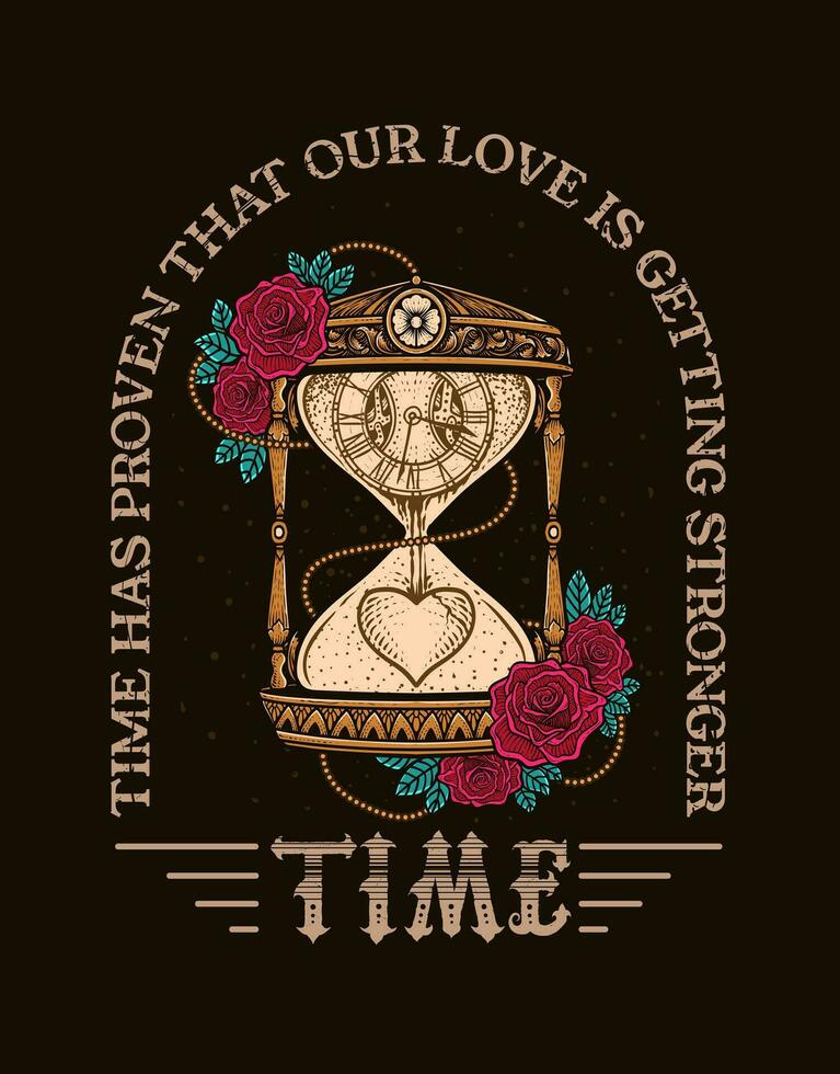 Illustration antique hourglass with deep meaning about time and love vector