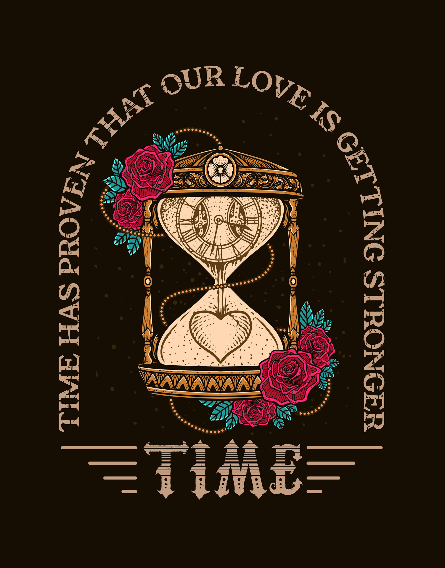 Illustration antique hourglass with deep meaning about time and love