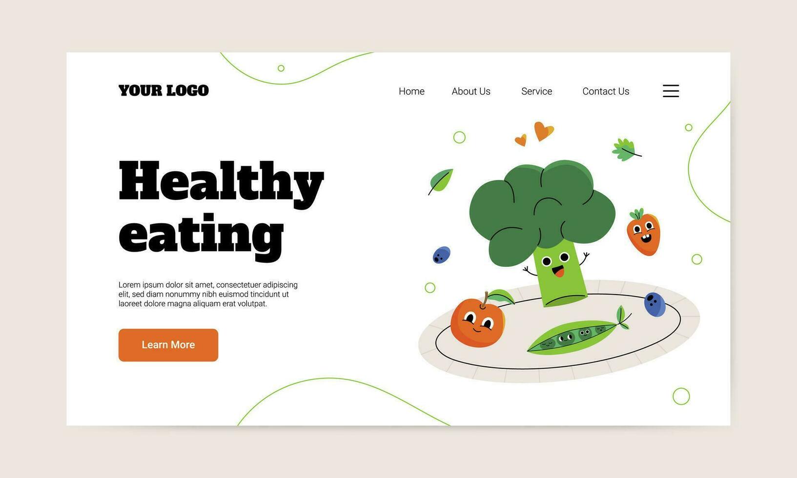 Healthy food landing page template vector