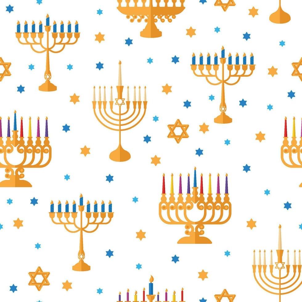 Hanukkah icons Colored pattern background Vector