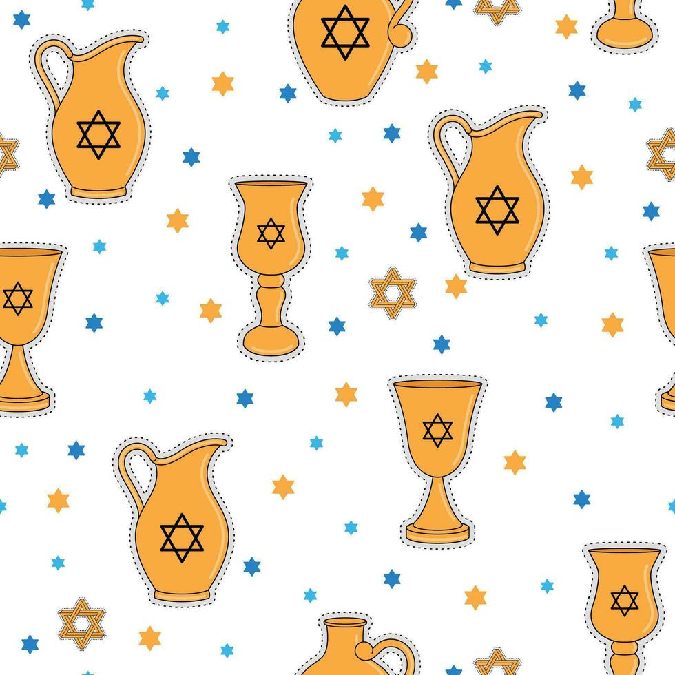 Hanukkah icons Colored pattern background Vector