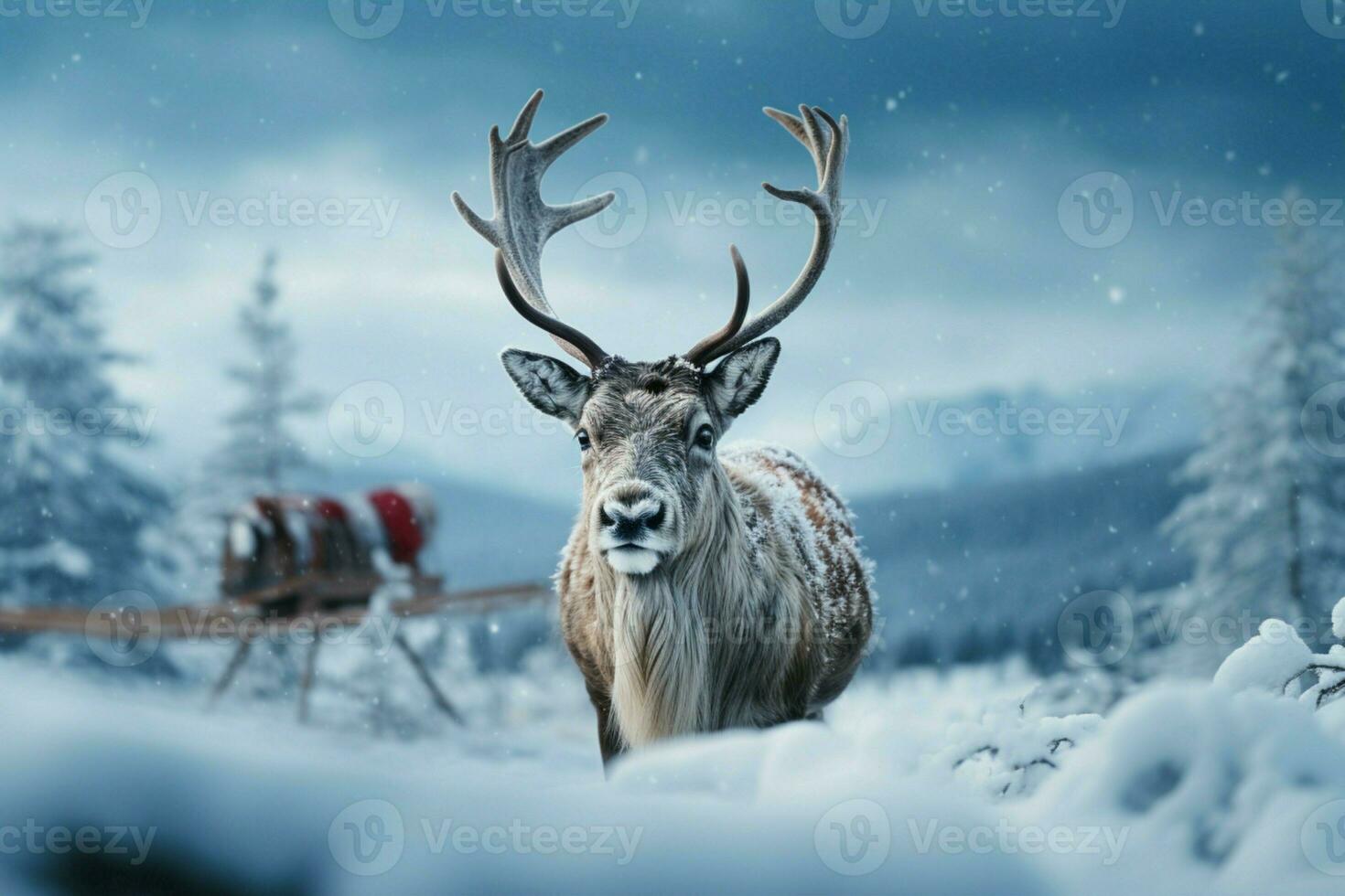 AI generated Reindeer in the spring embodying renewal and nature's seasonal beauty AI Generated photo