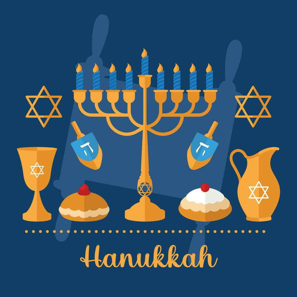 Set of hanukkah icons Vector