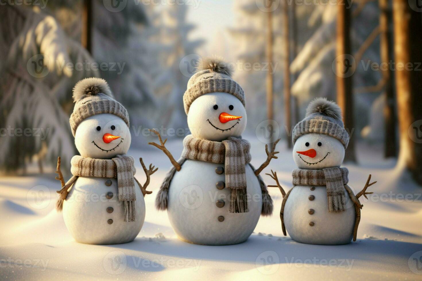 AI generated Charming snowman heralds Christmas celebration holiday cheer AI Generated photo