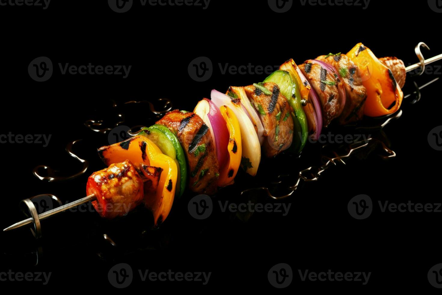 Juicy skewered seekh kababs a mouthwatering blend of spices and grilled goodness AI Generated photo