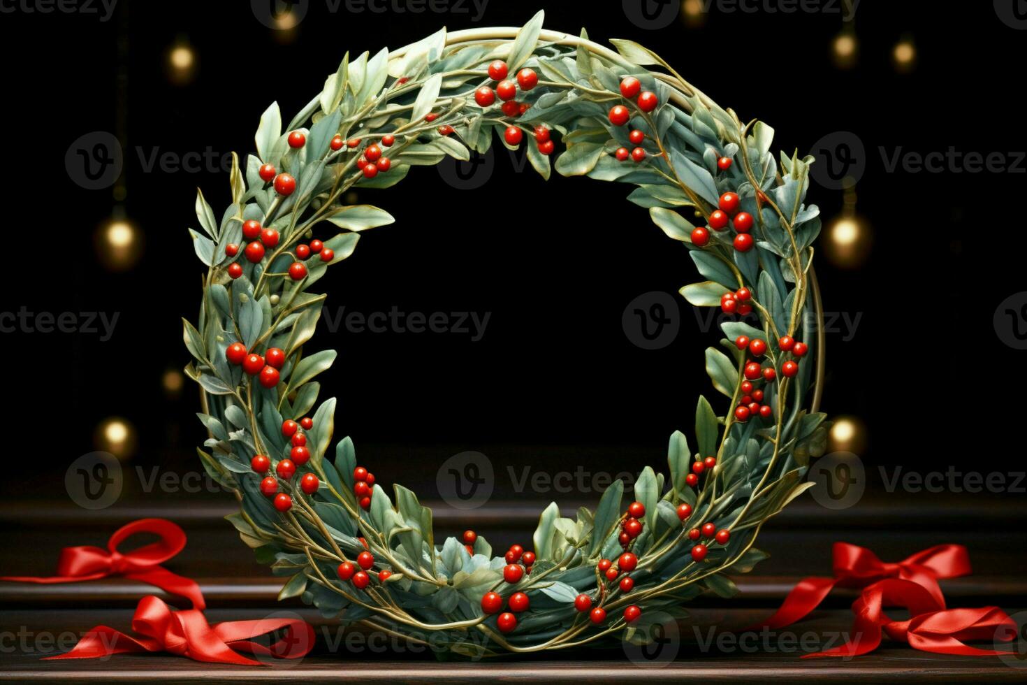 AI generated Rustic Christmas wreath ornaments a beacon of yuletide charm AI Generated photo