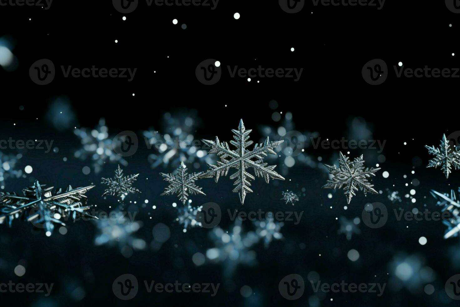 AI generated snowflakes gracefully decorating a winter wonderland Christmas snow light background AI Generated photo