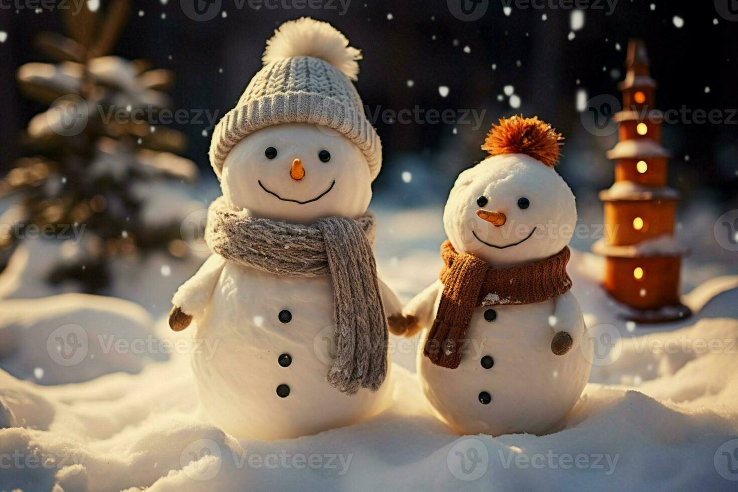 AI generated Charming snowman heralds Christmas celebration holiday cheer AI Generated photo