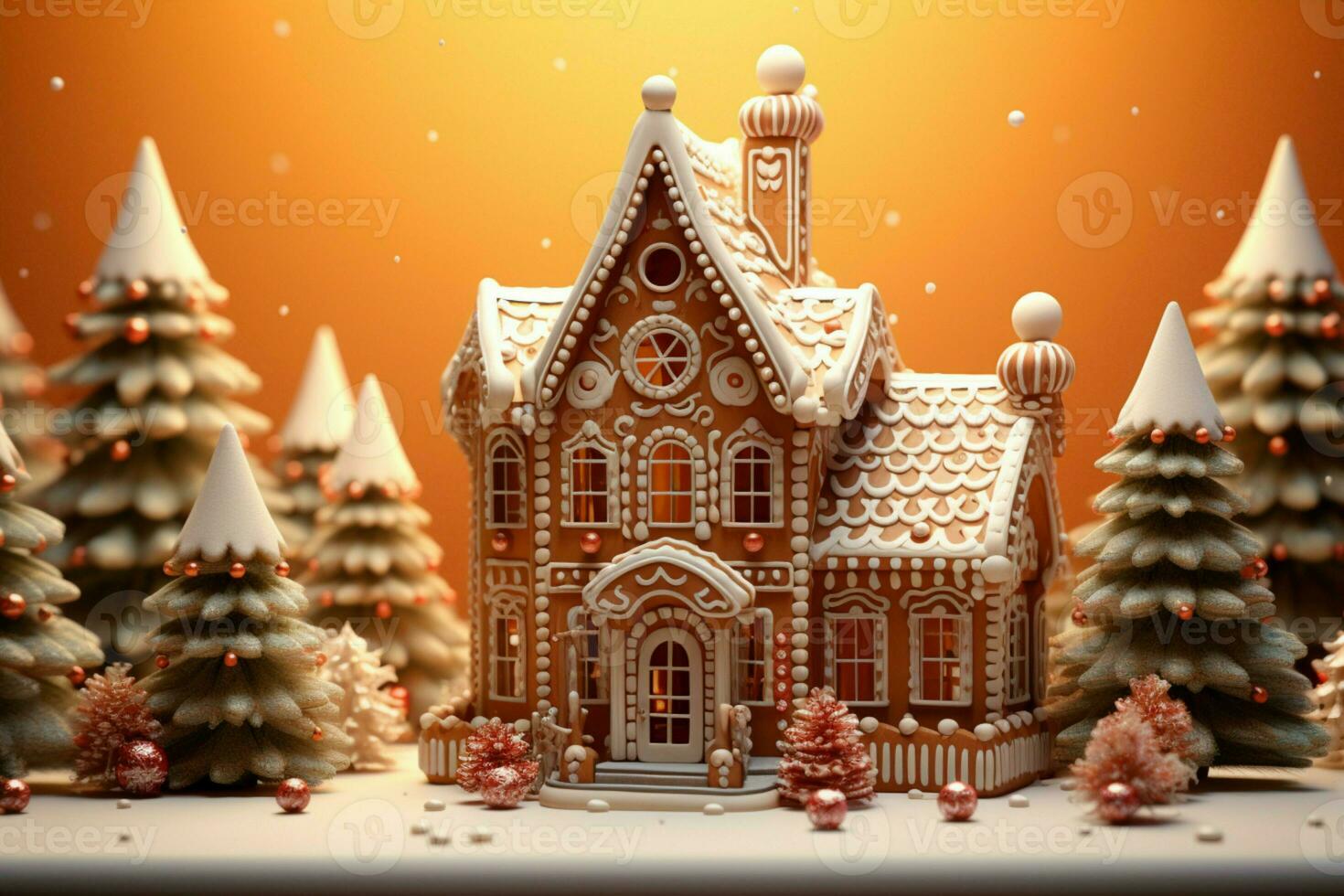 AI generated Christmas gingerbread house Magical fairy tale castle in snowy winter of sugary dreams AI Generated photo