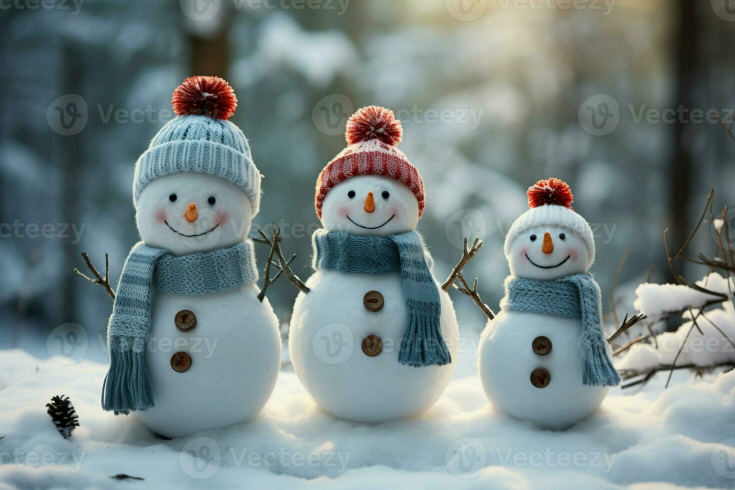 AI generated Charming snowman heralds Christmas celebration holiday cheer AI Generated photo