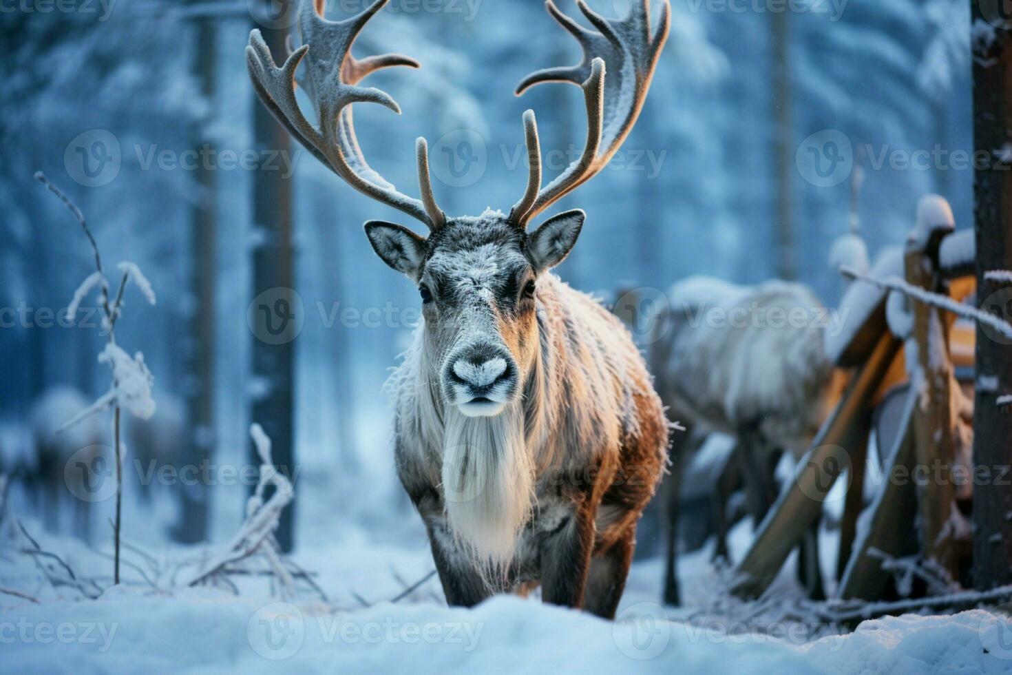 AI generated Reindeer in the spring embodying renewal and nature's seasonal beauty AI Generated photo